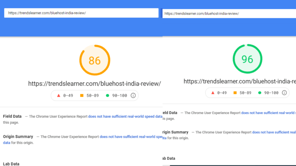 TrendsLearner Google page speed result