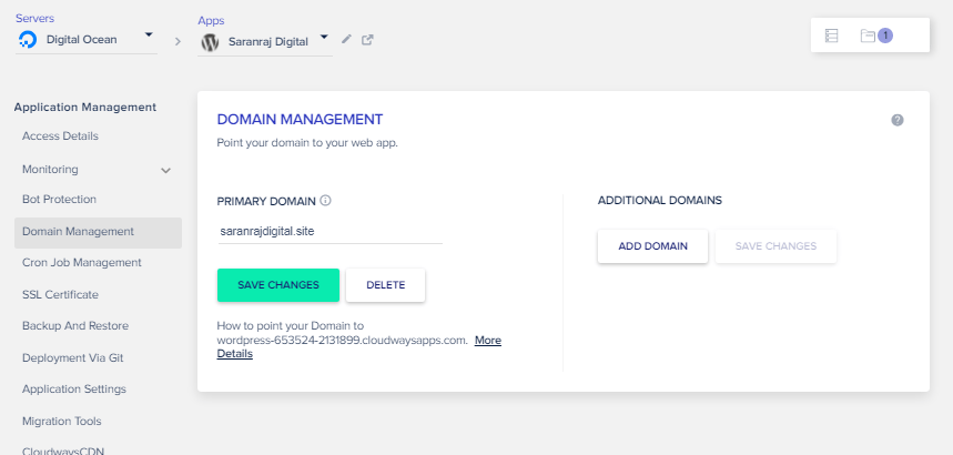 Cloudways DOmain Management